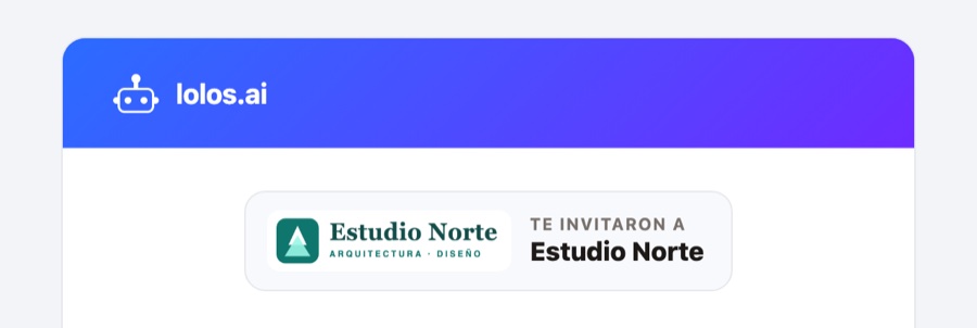 El encabezado del correo de invitación: el logo de Estudio Norte junto a «Te invitaron a Estudio Norte»
